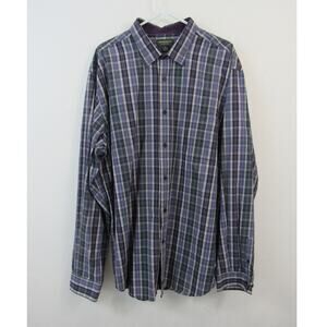 John Bartlett XXL Cotton Long Sleeve Button Up Shirt Top Collared Purple Black